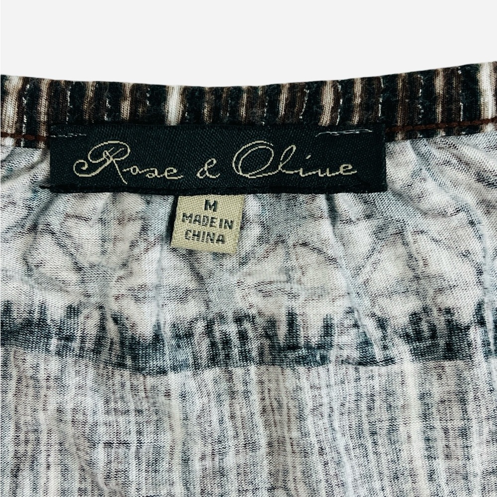 Rose & Olive Women's Green Brown Boho Tunic Top Shirt Paisley Tassels Size M - Picture 10 of 11